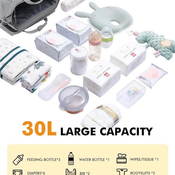 Xinsilu Large Diaper Bag for Boys and Girls with Changing Pad, Changing Pad Gray - Picture 6 of 6